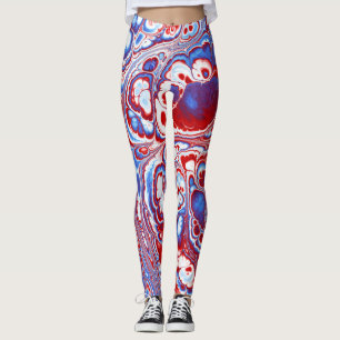Patriotic Marble Flow Abstract Leggings