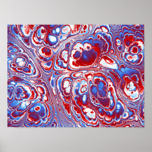 Patriotic Marble Flow Abstract Poster