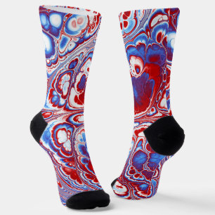 Patriotic Marble Flow Abstract Socks