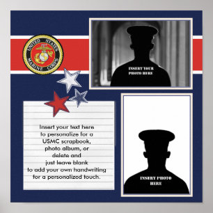 Patriotic Marine Corps Photo Collage Poster
