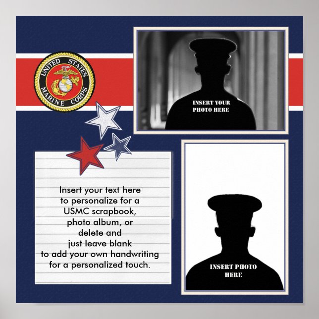 Patriotic Marine Corps Photo Collage Poster (Front)