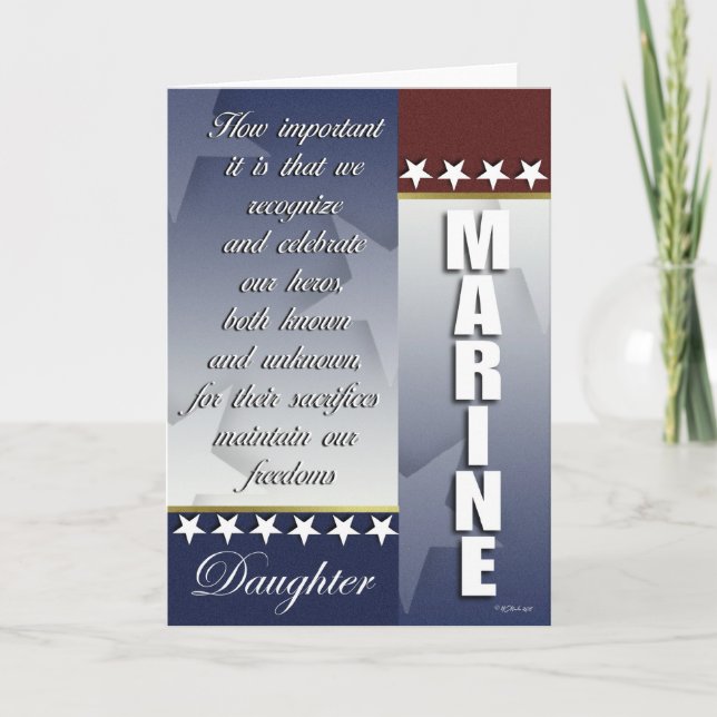 Patriotic Marine Troop Support Card for Daughter (Front)