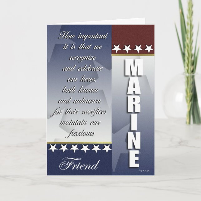 Patriotic Marine Troop Support Card for Friend (Front)