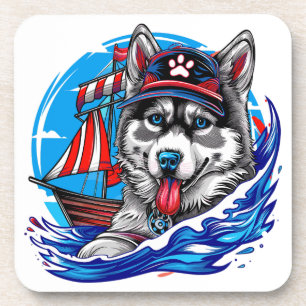 Patriotic Maritime Husky Malamute Dog, San Diego Coaster