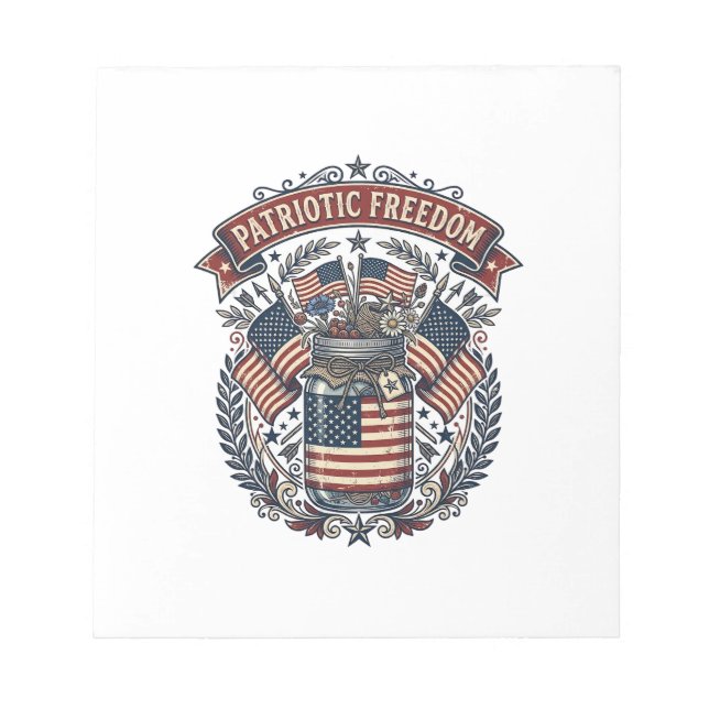 Patriotic Mason Jar Country Life Notepad (Front)