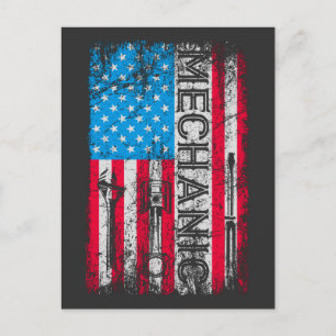 Patriotic Mechanic American Flag Craftsmen Tools Postcard