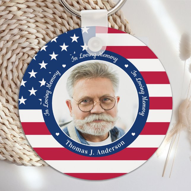 Patriotic Memorial American Flag Custom 2 Photo Key Ring (Creator Uploaded)