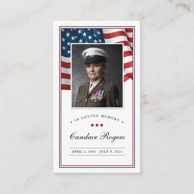 Patriotic Memorial Card Prayer Card (Front)