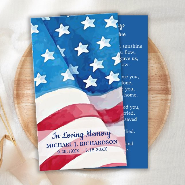 Patriotic Memorial Celebration Of Life Prayer Card (Creator Uploaded)