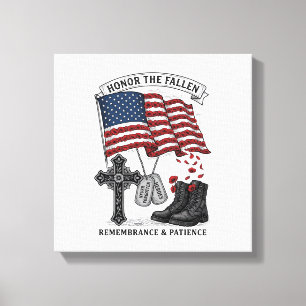 Patriotic Memorial Cross Boots Poppy Flag Shirt_1 Canvas Print