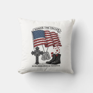 Patriotic Memorial Cross Boots Poppy Flag Shirt_1 Cushion