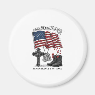 Patriotic Memorial Cross Boots Poppy Flag Shirt_1 Magnet