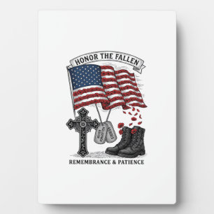Patriotic Memorial Cross Boots Poppy Flag Shirt_1 Plaque