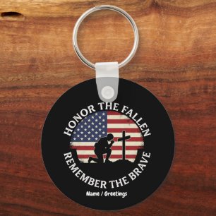 Patriotic Memorial Day Honour The Fallen Kneeling Key Ring