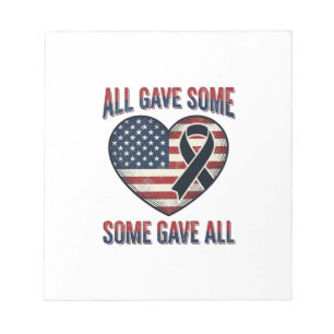 Patriotic Memorial Heart Ribbon Veteran Shirt Desi Notepad