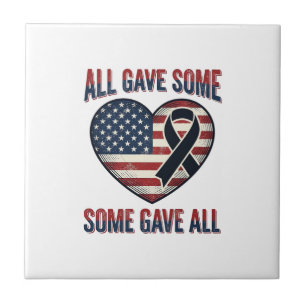 Patriotic Memorial Heart Ribbon Veteran Shirt Desi Tile