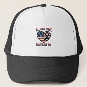 Patriotic Memorial Heart Ribbon Veteran Shirt Desi Trucker Hat