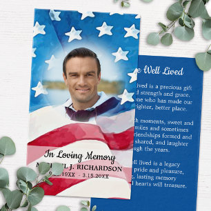 Patriotic Memorial In Loving Memory Prayer Card