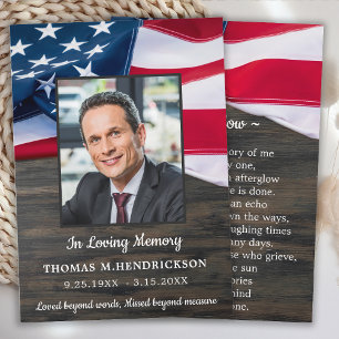 Patriotic Memorial Photo Funeral Prayer Card 5x7