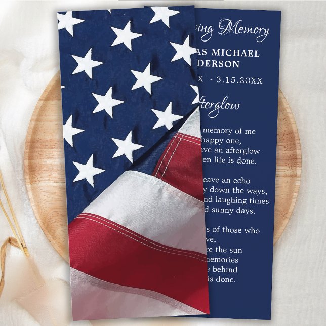 Patriotic Memorial Prayer Card Funeral Bookmark (Creator Uploaded)