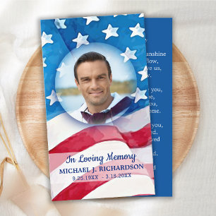 Patriotic Memorial Prayer Cards USA American Flag 