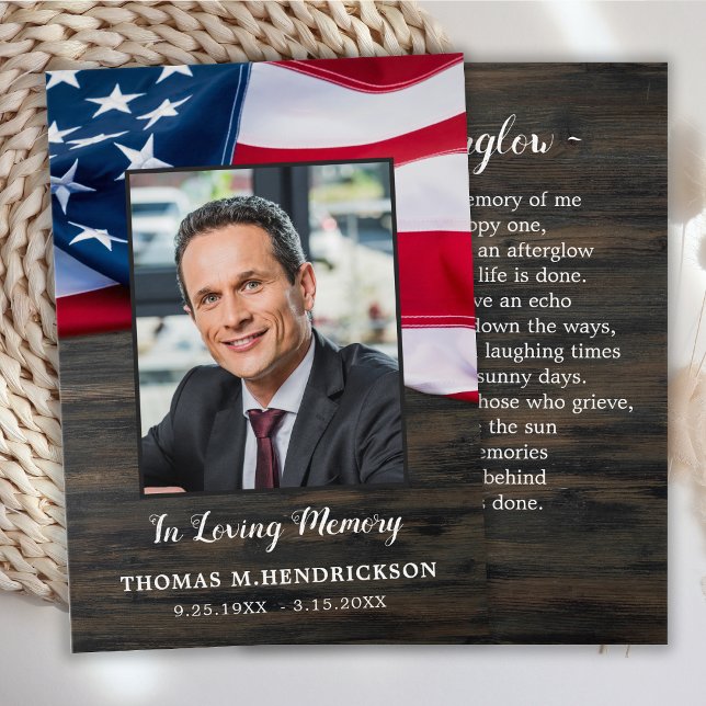 Patriotic Memorial Veteran Funeral Prayer Card (Creator Uploaded)