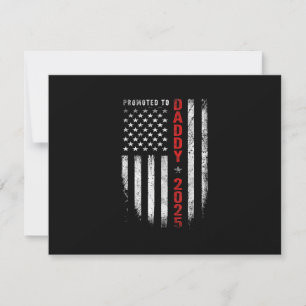 Patriotic Mens Promoted To Daddy Est 2025 First Ti RSVP Card