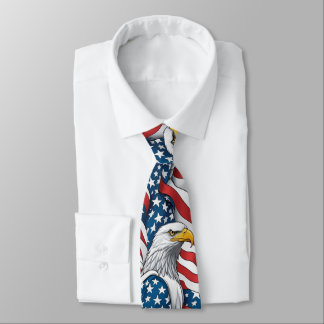 Patriotic Men's Tie: American Eagle and USA Flag Tie