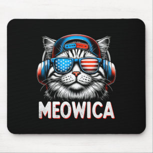 Patriotic Meowica 4th Of July Cat American Flag Us Mouse Mat