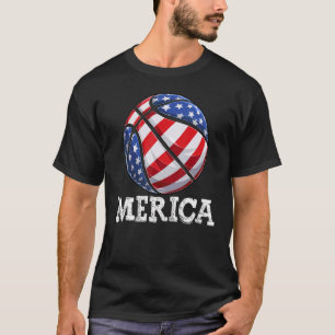 Patriotic Merica Usa Flag Basketball 4th Of July T-Shirt
