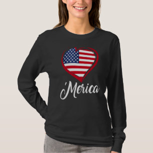 Patriotic Merica Usa Flag In My Heart Sunglusses 4 T-Shirt