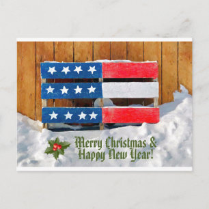 Patriotic Merry Christmas Greetings Postcard