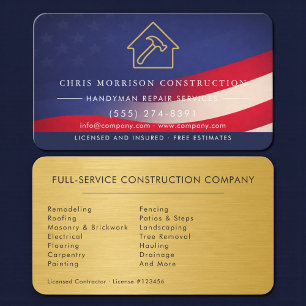 Patriotic Metallic Construction Company Business Card