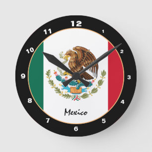 Patriotic Mexican Flag, Mexico Home / design Round Clock