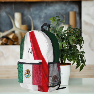 Patriotic Mexican Flag Monogram Printed Backpack