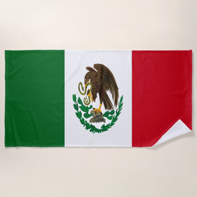 Patriotic Mexico flag Beach Towel (Front)