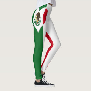 Patriotic Mexico flag heart Leggings