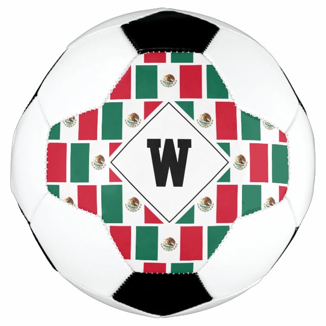 Patriotic MEXICO FLAG Monogram Soccer Ball (Front)