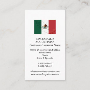 Patriotic MEXICO FLAG Photo Business Card