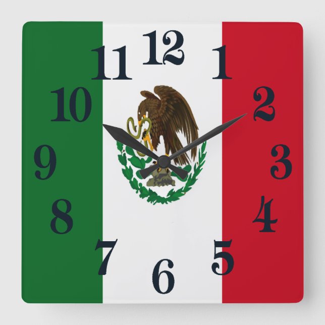 Patriotic Mexico flag Square Wall Clock (Front)