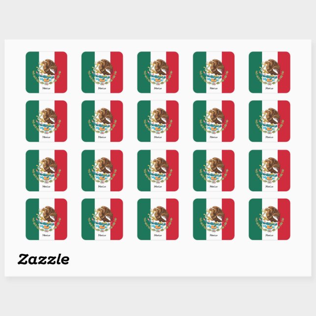 Patriotic Mexico & Mexican flag, holiday / sports Square Sticker (Sheet)