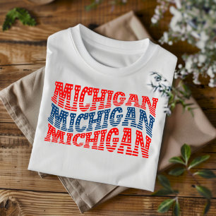 Patriotic Michigan Red and Blue Boho T-Shirt 