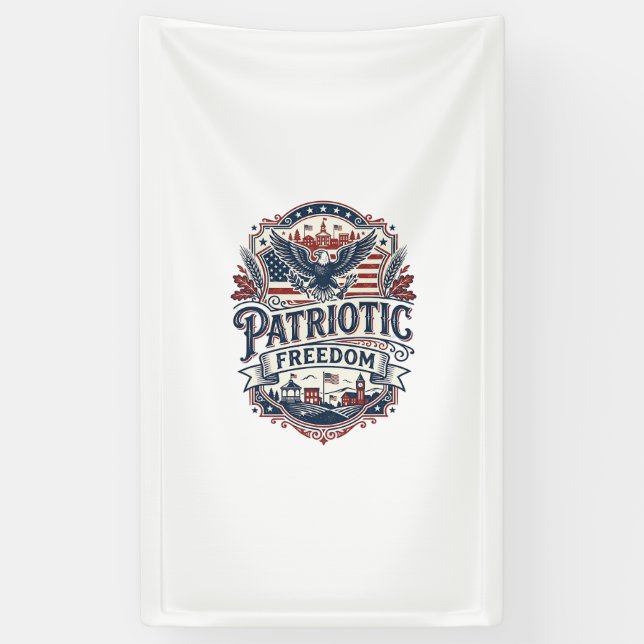 Patriotic Midwest Small Town Pride Vector Graphic  Banner (Vertical)