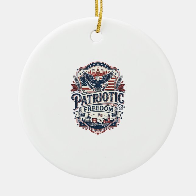 Patriotic Midwest Small Town Pride Vector Graphic  Ceramic Tree Decoration (Front)
