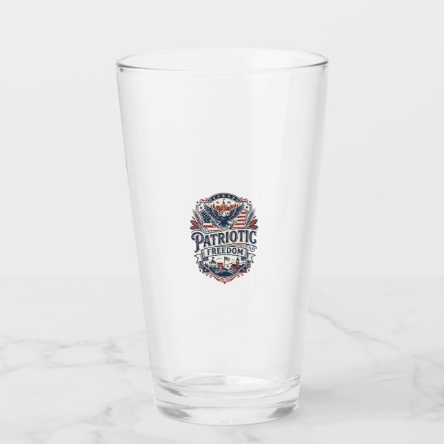 Patriotic Midwest Small Town Pride Vector Graphic  Glass (Front)