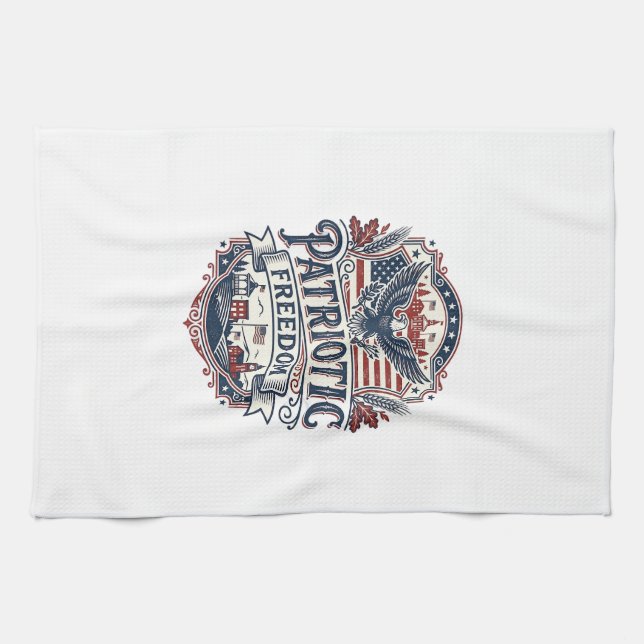 Patriotic Midwest Small Town Pride Vector Graphic  Tea Towel (Horizontal)