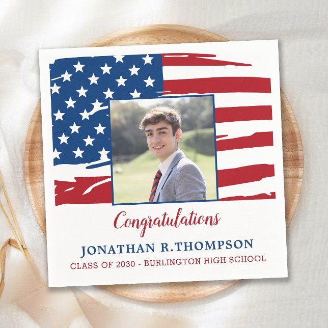 Patriotic Military American Flag Graduation Napkin (Creator Uploaded)