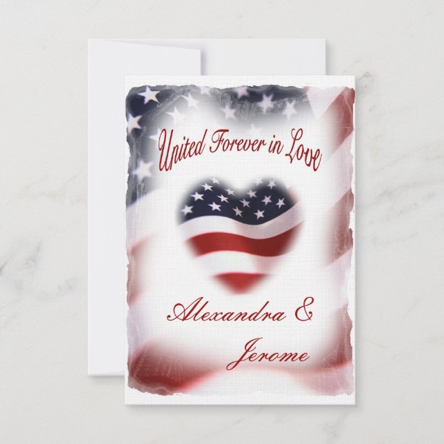 PATRIOTIC Military American Flag Wedding Invitation (Front)