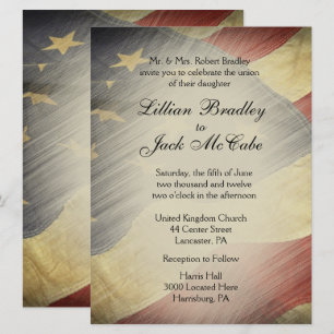 Patriotic Military American Vintage Flag Wedding Invitation