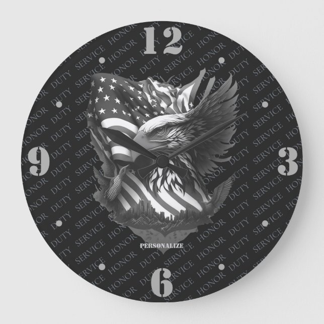 Patriotic Military Eagle Appreciation Veterans  Large Clock (Front)